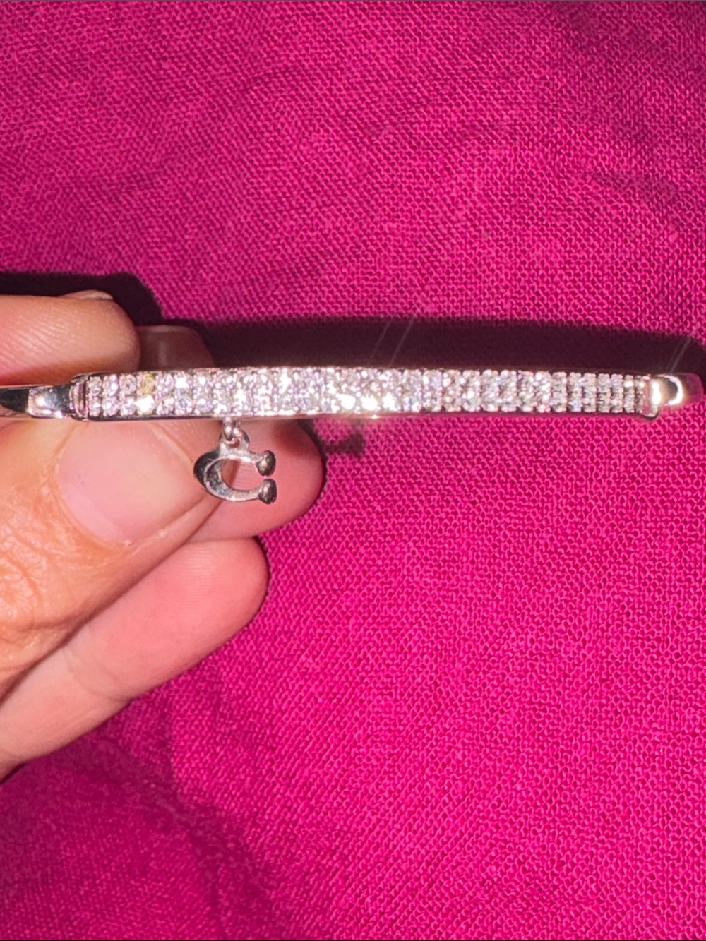 COACH Silver Crystal Pavé Bar Bracelet!!! Hanging C charm
